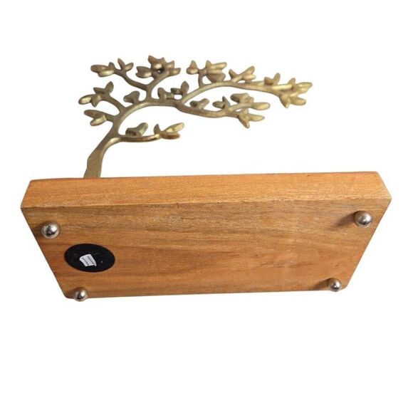 Jewelry Tree On Wood Dish Stand Gold Painted Metal 12H x 10L x 5D - Picture 5 of 7
